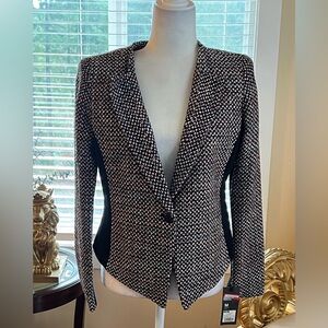Chic Black and White Patterned Blazer